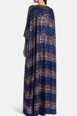 Striped Sequin Kaftan in Blue