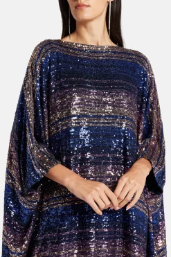 Striped Sequin Kaftan in Blue