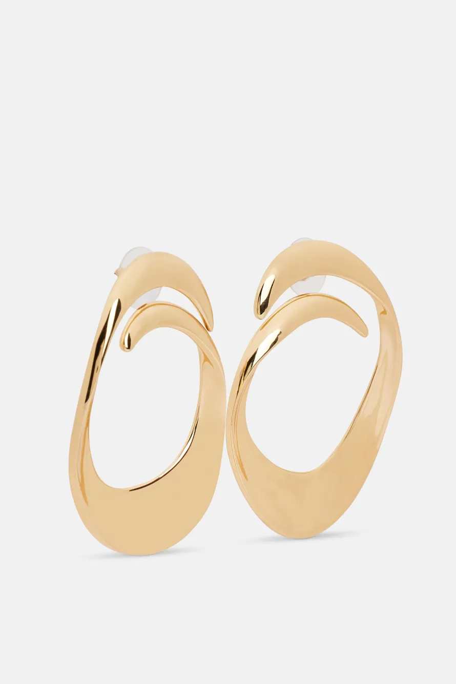 Swirl Hoop Earrings in Gold