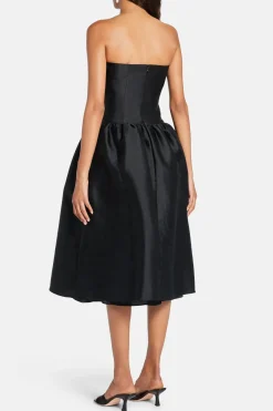 Taffeta Contrast Bow Midi Dress
