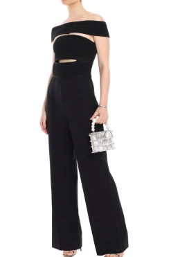 Textured Lurex Off Shoulder Jumpsuit