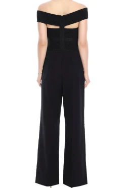 Textured Lurex Off Shoulder Jumpsuit