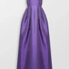 V Neck Boxpleat Evening Gown