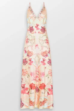 V Neck Slip Floral Maxi Dress