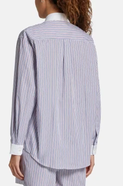 Vendome Oversized Shirt in Blue and White