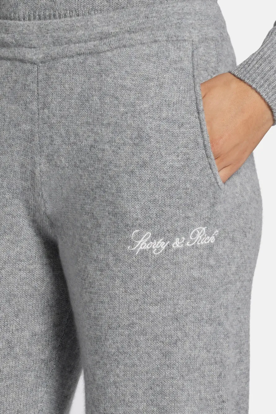 Vendome Script Cashmere Pants in Grey
