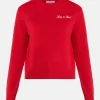 Vendome Script Logo Cashmere Crewneck Sweatshirt in Red