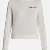 Vendome Script Logo Cashmere Crewneck Sweatshirt in White