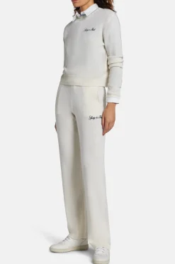 Vendome Script Logo Cashmere Crewneck Sweatshirt in White