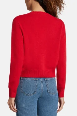 Vendome Script Logo Cashmere Crewneck Sweatshirt in Red