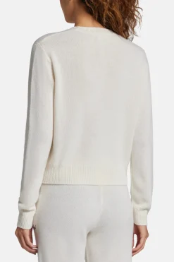 Vendome Script Logo Cashmere Crewneck Sweatshirt in White