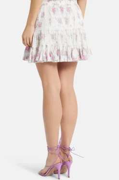 Viola Field Victorian Trevina Floral Cotton Mini Skirt in White/ Pink