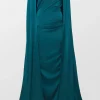 Voile Satin Cape Evening Gown