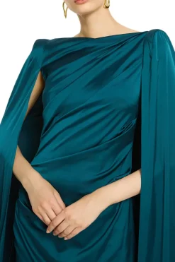 Voile Satin Cape Evening Gown
